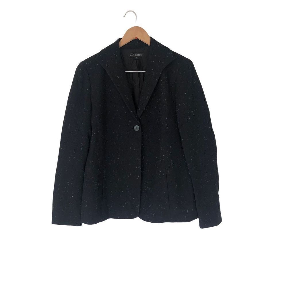 Lafayette 148 New York Wool Silk Blend One Buttom Blazer Size 12
